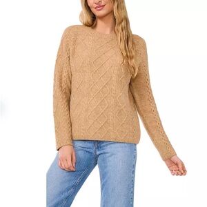 Vince Camuto Camel Cable Knit Crew Sweater